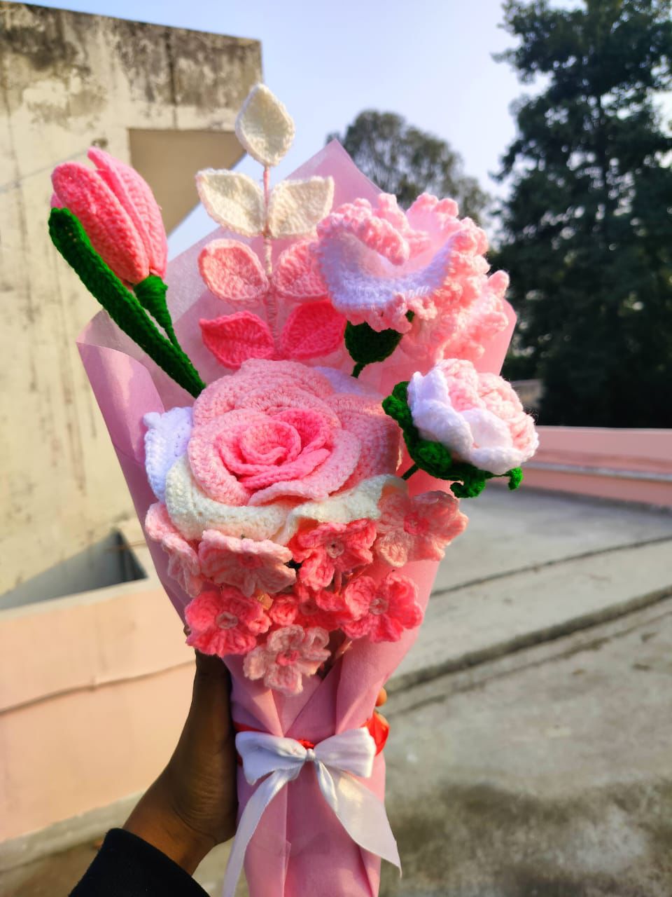 Handcrafted Elegance: A Crochet Floral Bouquet in Bloom perfect for home decor and gifting